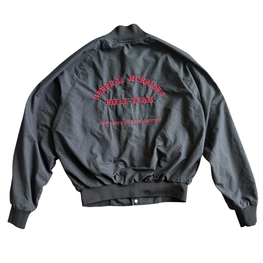 Poplins True Vintage 80s Bomber Jacket Rifle Team Embroidered Medium Black
